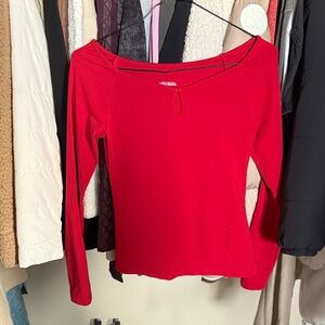 Women's Red Long Sleeve Top